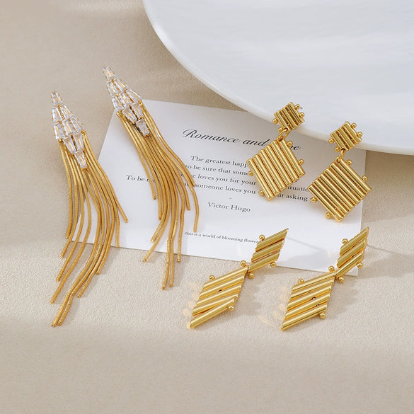 Earrings Copper Geometric Electroplating