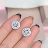 Earrings Copper Geometric Round Diamond Zircon For Female
