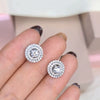 Earrings Copper Geometric Round Diamond Zircon For Female