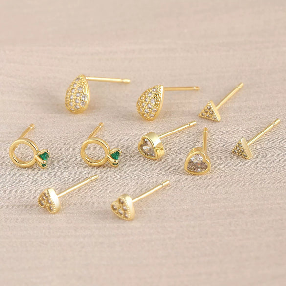 Earrings Copper Geometric Style Heart Shape Inlaid With Zirconium Electroplated For Women
