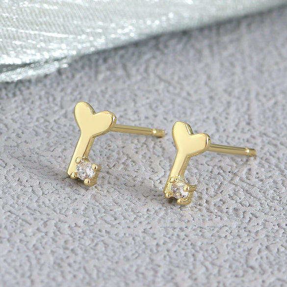 Earrings Copper Geometric Style Heart Shape Inlaid With Zirconium Electroplated For Women