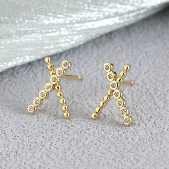 Earrings Copper Geometric Style Heart Shape Inlaid With Zirconium Electroplated For Women