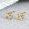 Earrings Copper Geometric Style Heart Shape Inlaid With Zirconium Electroplated For Women