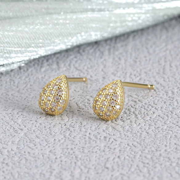 Earrings Copper Geometric Style Heart Shape Inlaid With Zirconium Electroplated For Women