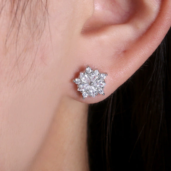 Earrings Copper Geometric Style With Diamond Zircon