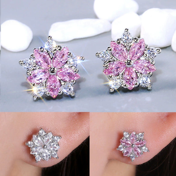 Earrings Copper Geometric Style With Diamond Zircon