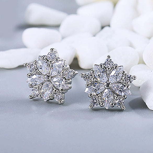 Earrings Copper Geometric Style With Diamond Zircon