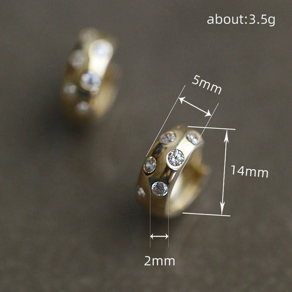 Earrings Copper Geometric Zircon Female Elegant Simple Design