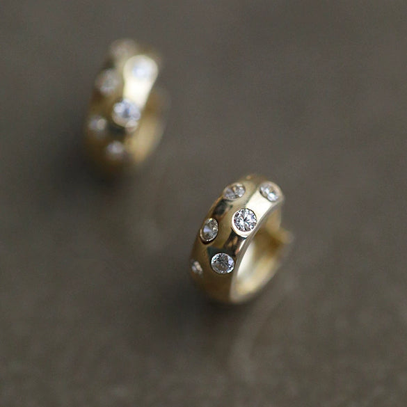 Earrings Copper Geometric Zircon Female Elegant Simple Design