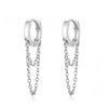 Earrings Copper Geometric Zircon Long Tassel Circle Double Chain Sweet Cool Style