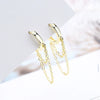 Earrings Copper Geometric Zircon Long Tassel Circle Double Chain Sweet Cool Style