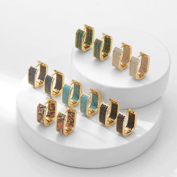 Earrings Copper Geometric Zirconia Light Luxury