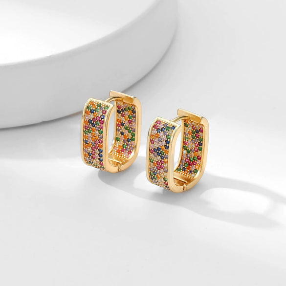 Earrings Copper Geometric Zirconia Light Luxury