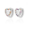 Earrings Copper Heart Cut Out Design Inlaid With Artificial Gemstones And Semiprecious Stones Electroplating Style For Girls
