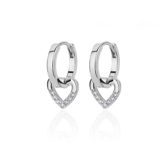 Earrings Copper Heart Cut Out Design Inlaid With Artificial Gemstones And Semiprecious Stones Electroplating Style For Girls