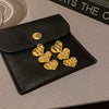 Earrings Copper Heart Shape Real Gold Plating Retro Pleated Love Stitching Women's