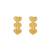 Earrings Copper Heart Shape Real Gold Plating Retro Pleated Love Stitching Women's