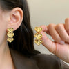 Earrings Copper Heart Shape Real Gold Plating Retro Pleated Love Stitching Women's