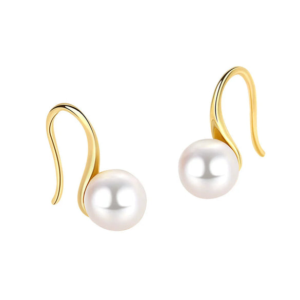 Earrings Copper High Imitation Fresh Water Pearl Geometric Electroplated 18K Real Gold Ear Hook