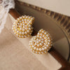 Earrings Copper Inlaid With Pearls Light Luxury Style Heart Bow Drop Shape