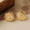 Earrings Copper Inlaid With Pearls Light Luxury Style Heart Bow Drop Shape