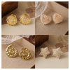 Earrings Copper Inlaid With Pearls Light Luxury Style Heart Bow Drop Shape