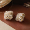 Earrings Copper Inlaid With Pearls Light Luxury Style Heart Bow Drop Shape