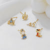 Earrings Copper Light Luxury Cartoon Characters Pumpkin Car Crystal Shoes Zircon