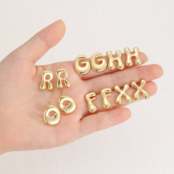 Earrings Copper Personality Geometric Letter Style Copper With Zirconia