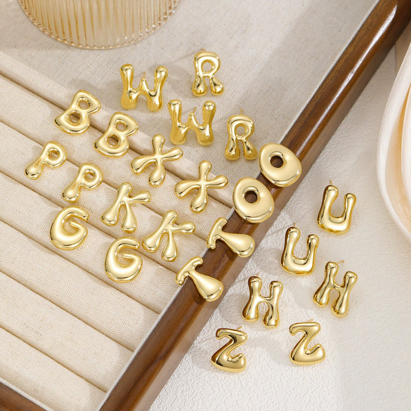 Earrings Copper Personality Geometric Letter Style Copper With Zirconia