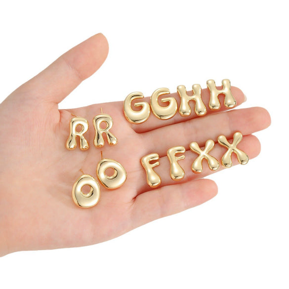 Earrings Copper Personality Geometric Letter Style Copper With Zirconia