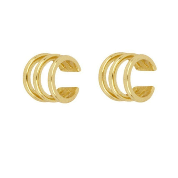 Earrings Copper Plated With Real Gold Geometric Inlaid Zircon Women's