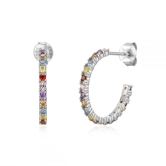 Earrings Copper Plated With Real Gold Geometric Inlaid Zircon Women's