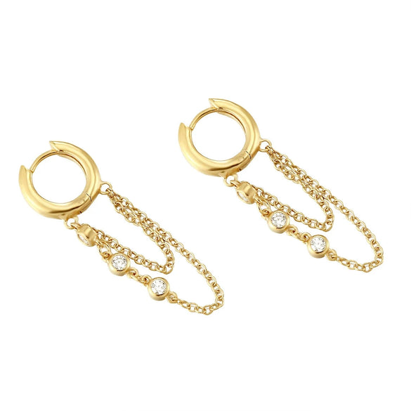 Earrings Copper Plated With Real Gold Geometric Tassel Long Ear Buckle For Women