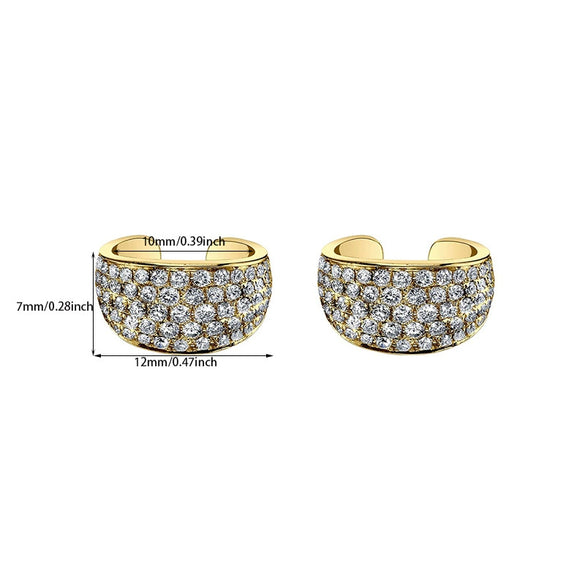 Earrings Copper Plated With Real Gold Geometric Zirconia Design