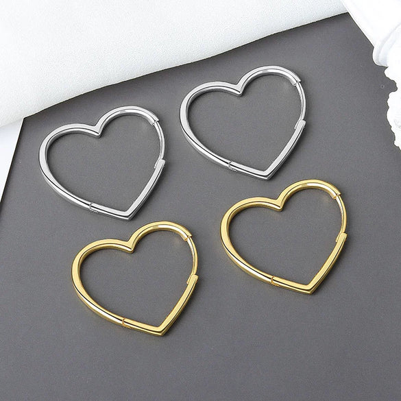 Earrings Copper S925 Heart Glitter Electroplating Elegant