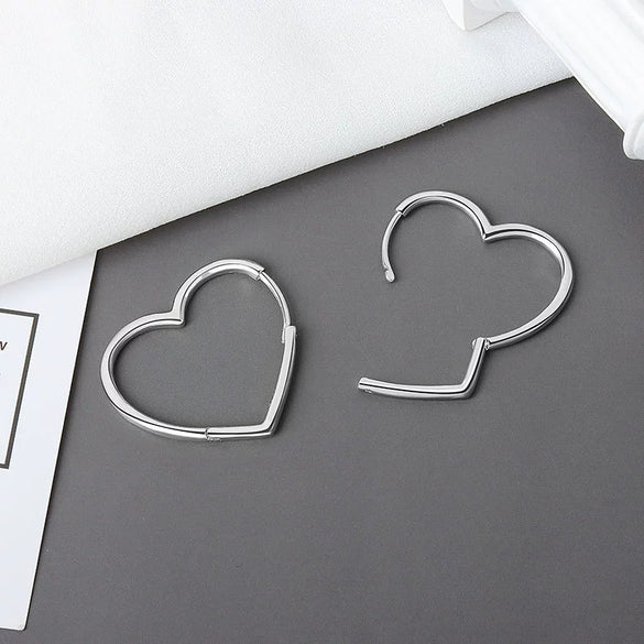 Earrings Copper S925 Heart Glitter Electroplating Elegant