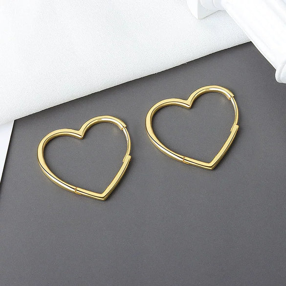 Earrings Copper S925 Heart Glitter Electroplating Elegant