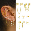 Earrings Copper S925 Silver Needle Chain Tassel Personality Niche Zirconia Leaves Design