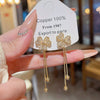 Earrings Copper S925 Silver Needle Clover Tassel Flower Zirconia Light Luxury