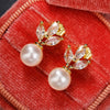 Earrings Copper Set With Zircon And Imitation Pearl Geometric Horse Eye Style For Women