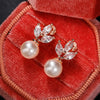 Earrings Copper Set With Zircon And Imitation Pearl Geometric Horse Eye Style For Women