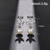Earrings Copper Set With Zircon And Imitation Pearl Geometric Horse Eye Style For Women