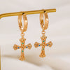 Earrings Copper 925 Silver Geometric Gold Plated Inlaid Zirconia Women's