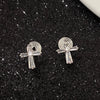 Earrings Copper 925 Silver Geometric Gold Plated Inlaid Zirconia Women's