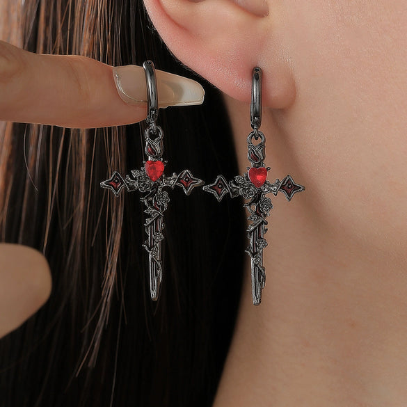 Earrings Copper 925 Silver Geometric Gold Plated Inlaid Zirconia Women's