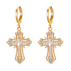 Earrings Copper 925 Silver Geometric Gold Plated Inlaid Zirconia Women's