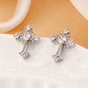 Earrings Copper 925 Silver Geometric Gold Plated Inlaid Zirconia Women's