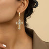 Earrings Copper 925 Silver Geometric Gold Plated Inlaid Zirconia Women's