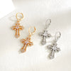 Earrings Copper 925 Silver Geometric Gold Plated Inlaid Zirconia Women's